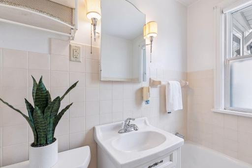 Main level full bath. New GFCI outlets installed.