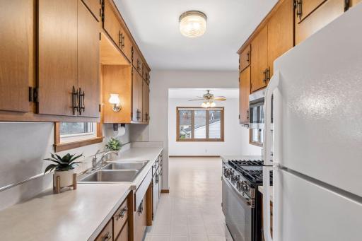 Kitchen leads to an 12 x 12 addition perfect for a more formal dining room or another sitting area.