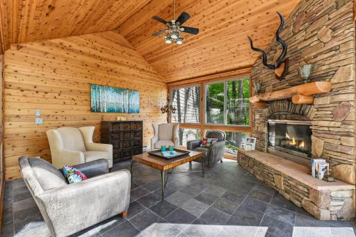 Fabulous cedar three season porch on the deck.