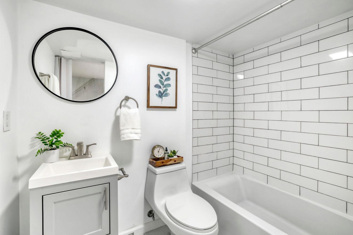 Lower level has a beautiful full bath
