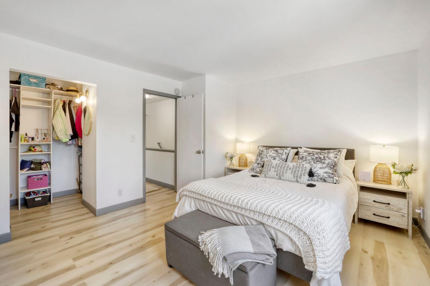 Primary bedroom with walk-in closet