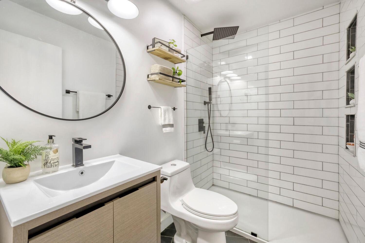 Stylish 3/4 bath for the second floor bedrooms
