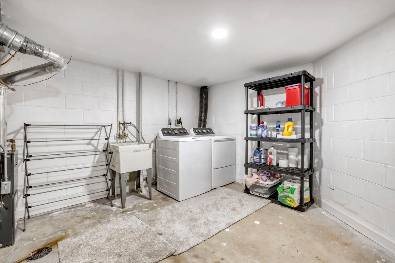 Extra large laundry and storage room in the lower level