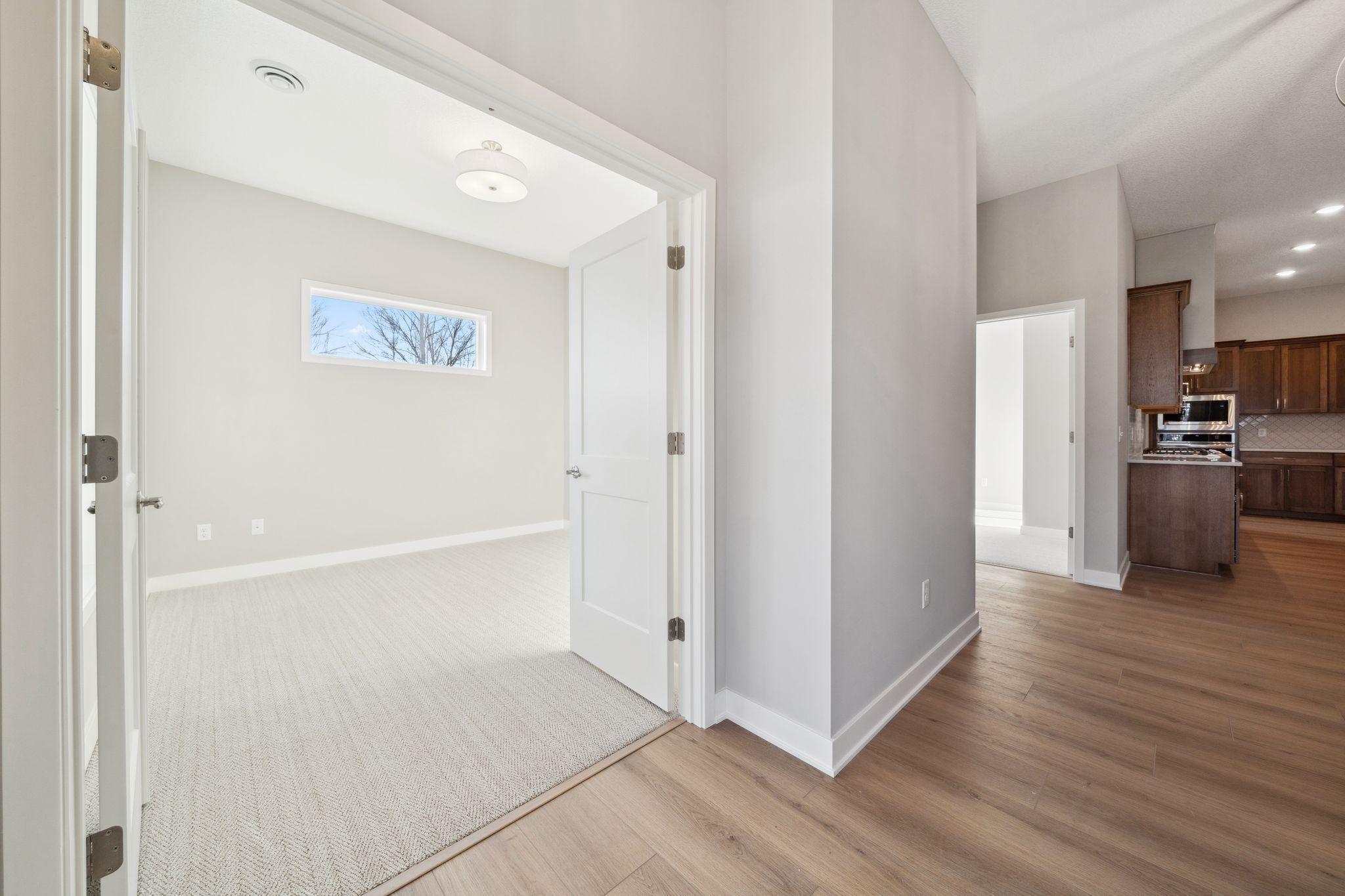 Front flex room. Home will not have doors or a closet in flex room.