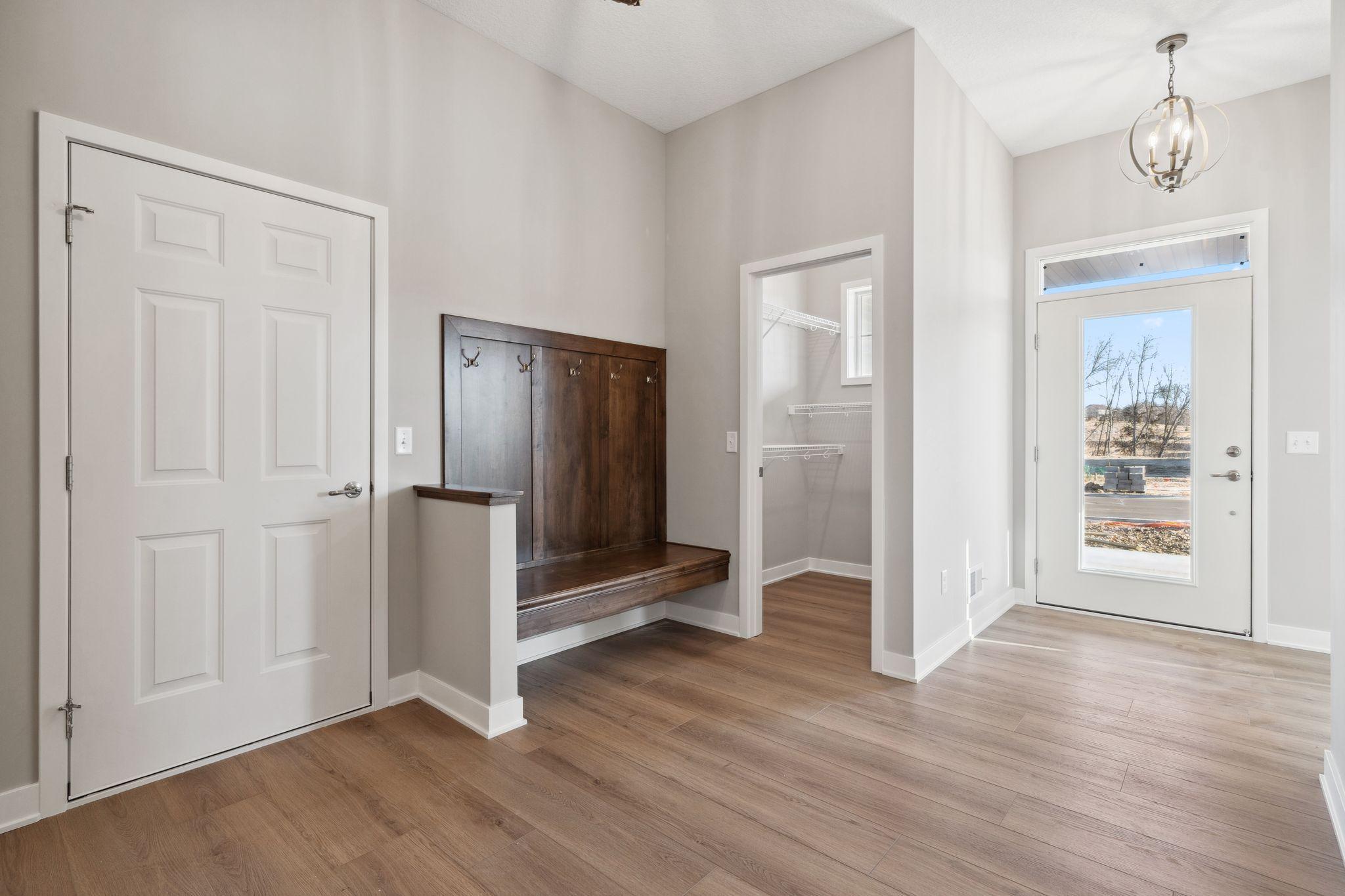 Built-in bench in front foyer.