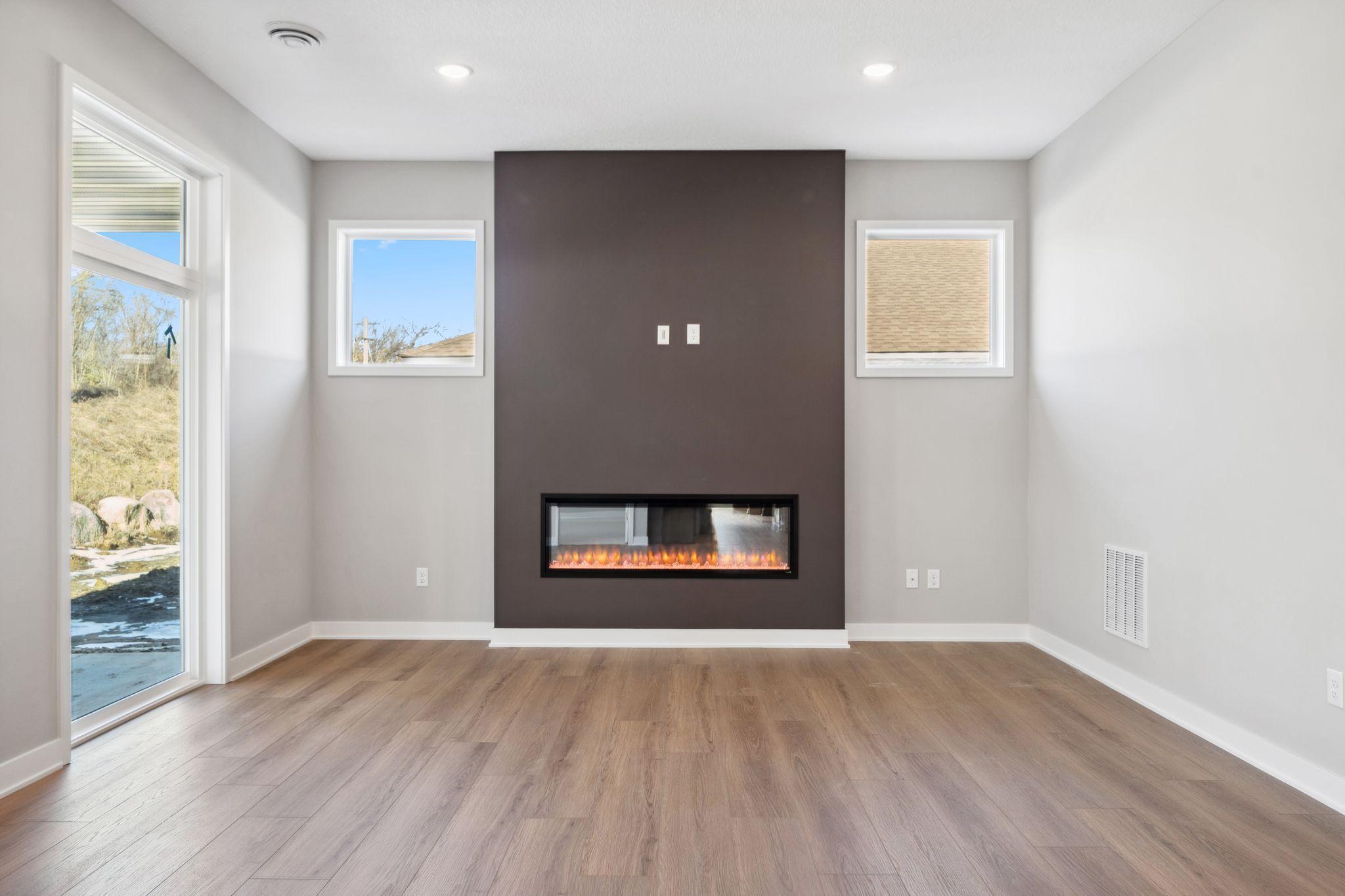 Actual home has a gas burning fireplace