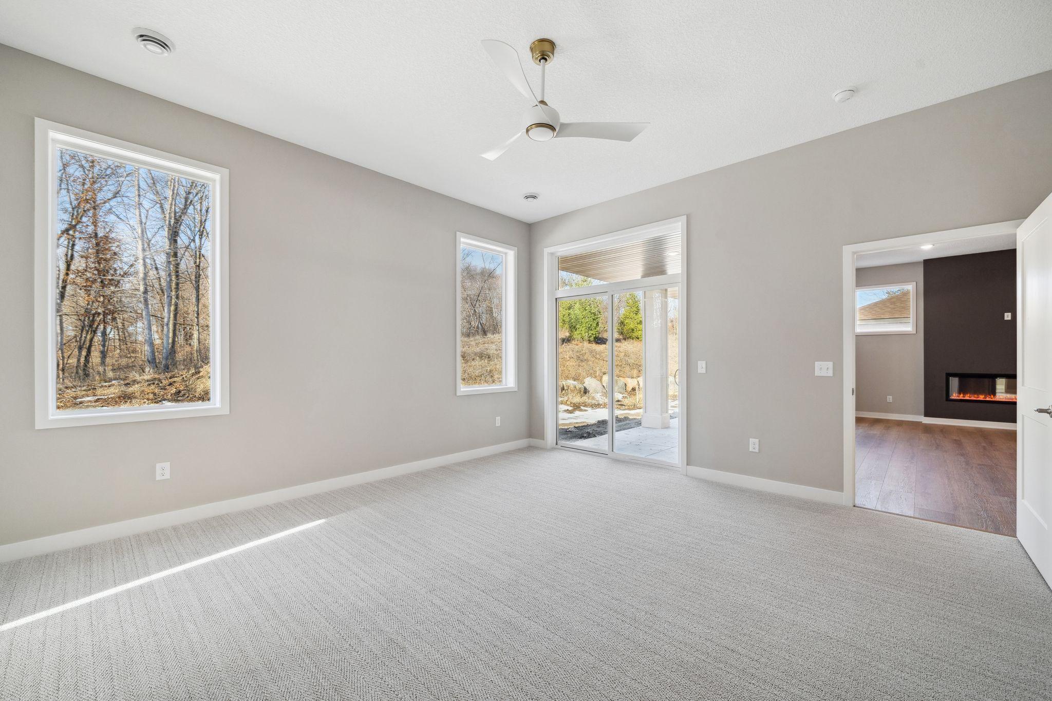 Sliding glass doors leading to your back covered porch