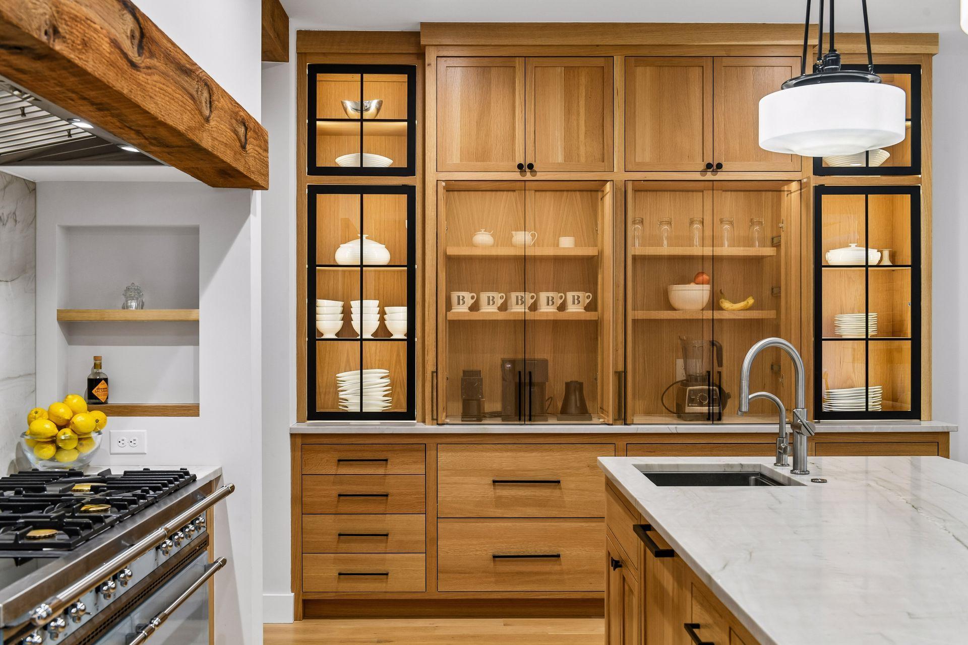 Two side by side stations within the armoire that self illuminate when opened.