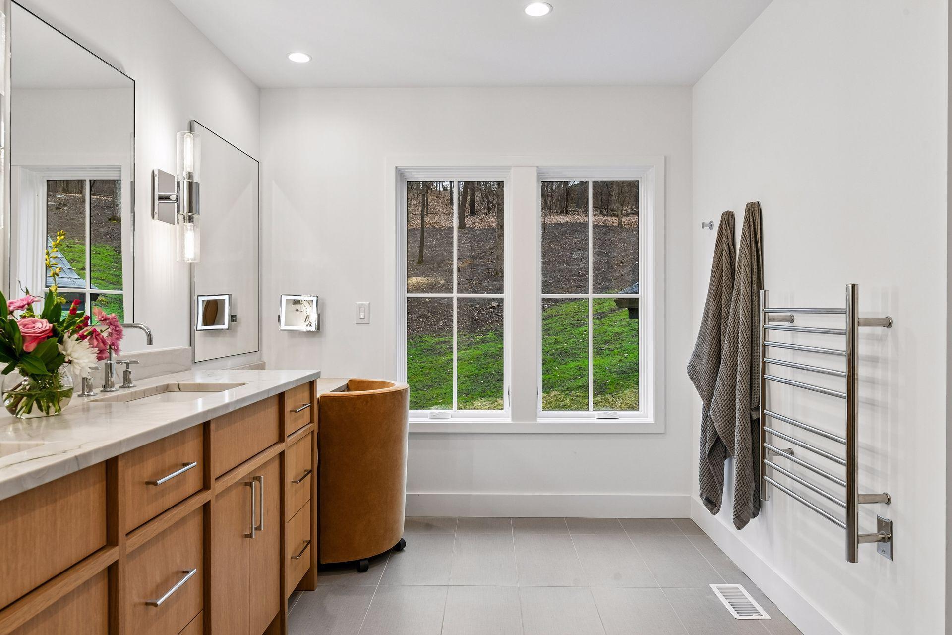 Heated towel warmer.