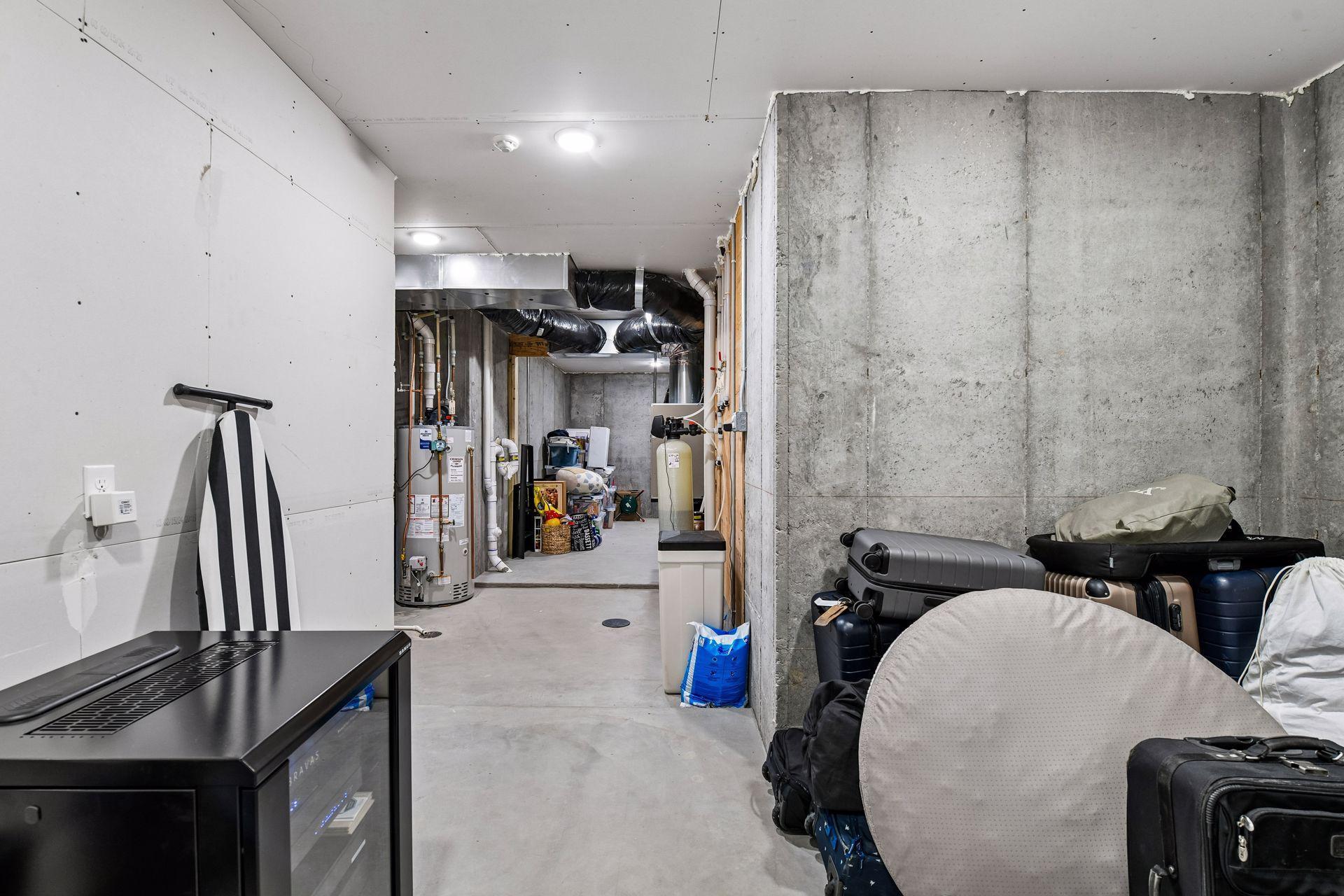 Unfinished space housing low voltage equipment for in ceiling speakers and internet equipment and other utilities. So much space, it can store seasonal and holiday pieces as well as luggage and window screens.