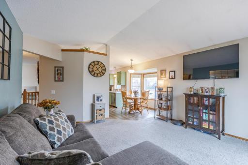 Kitchen and dining room leads you right into the living room.