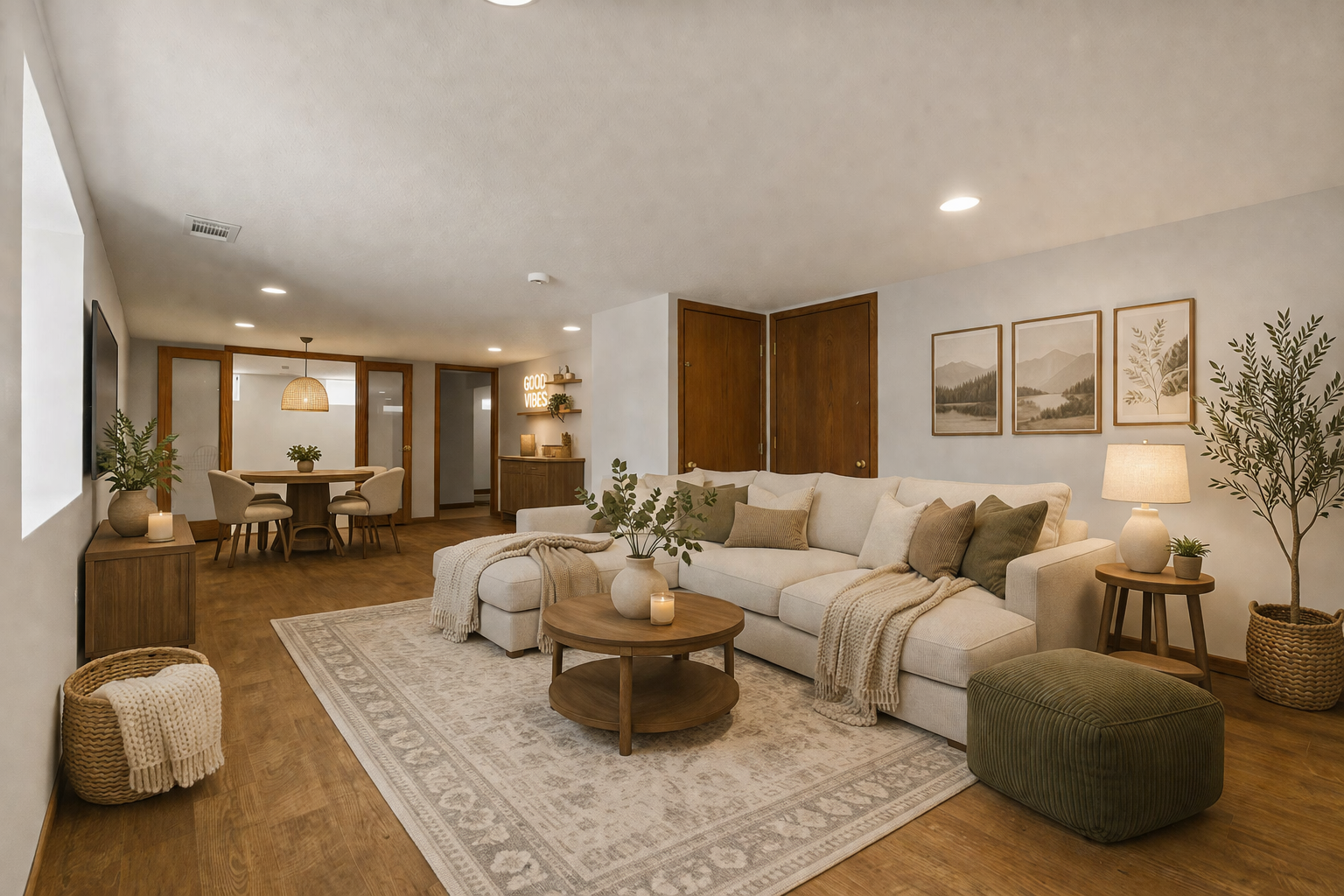 Spacious lower level family room designed for relaxing or gathering. *Virtually Staged*