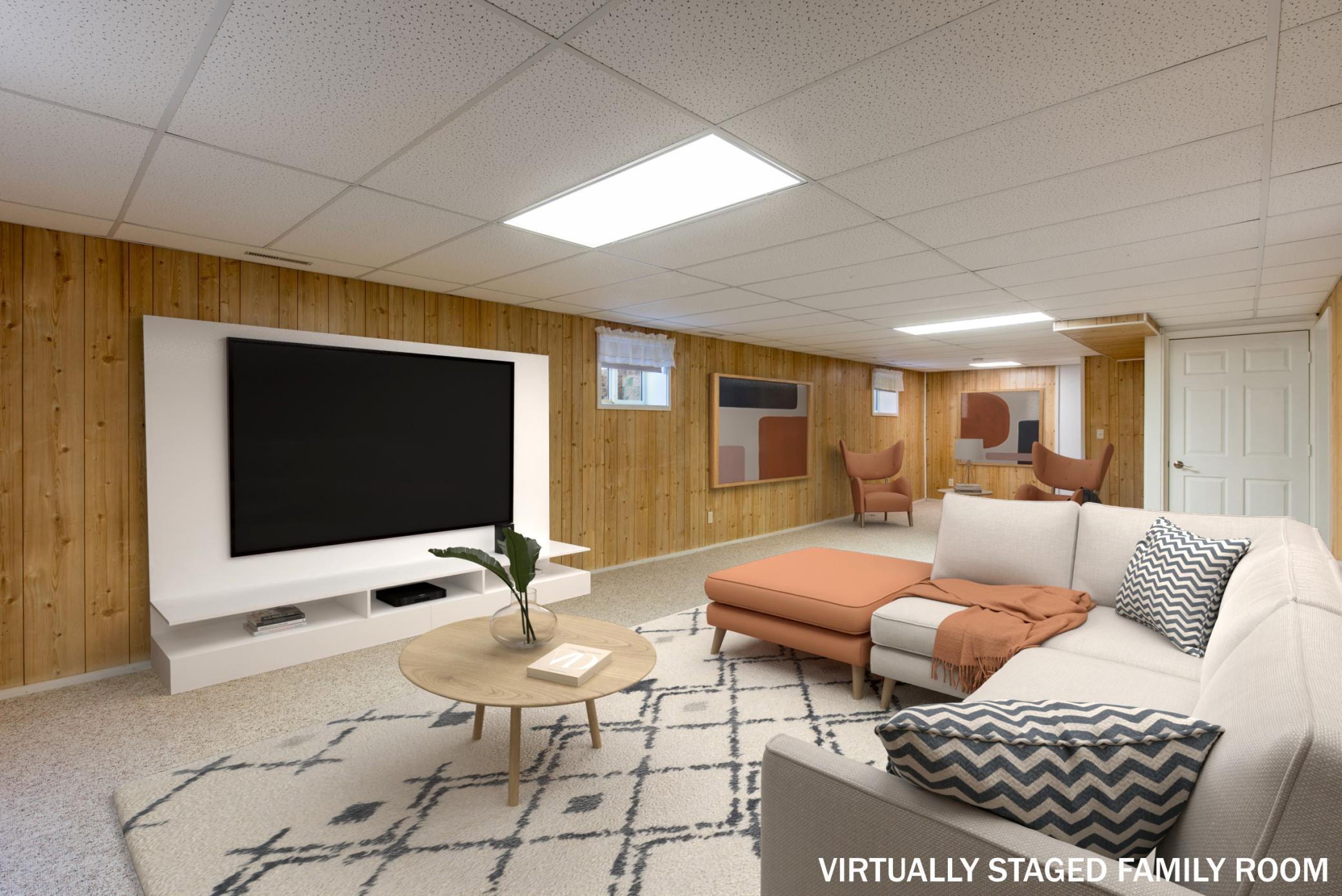 Family room in lower level