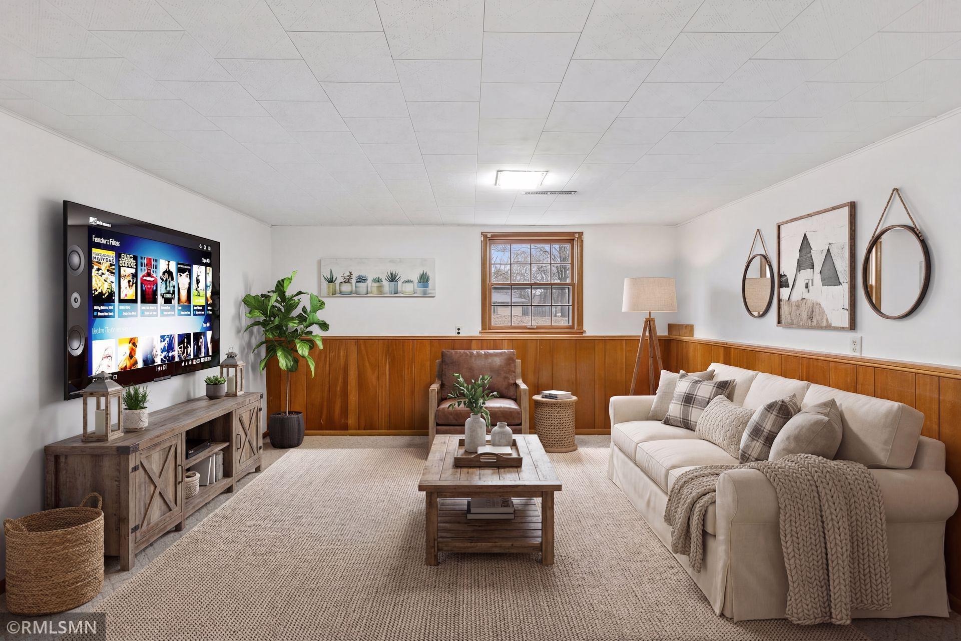 Virtually staged family room