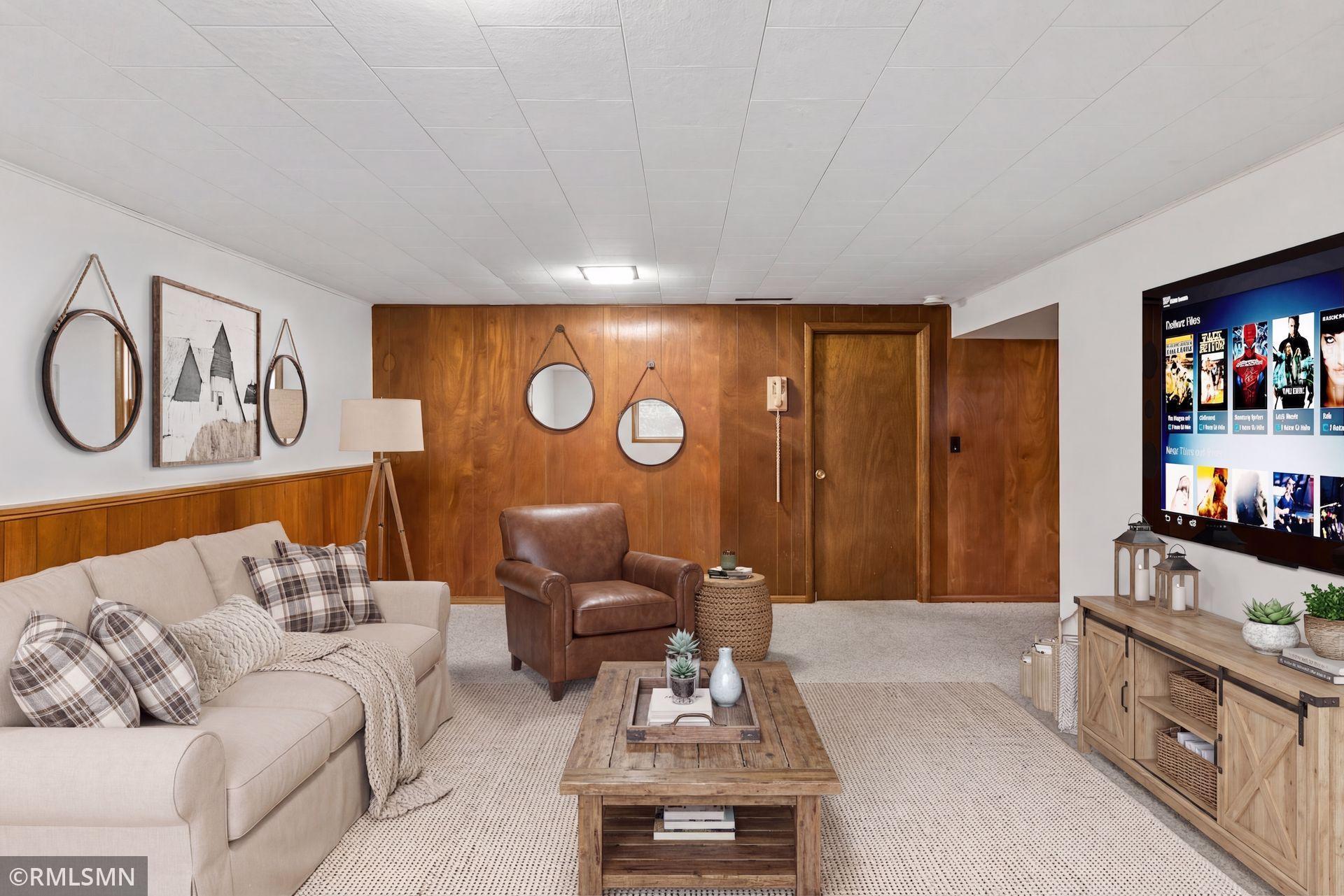 Virtually staged family room