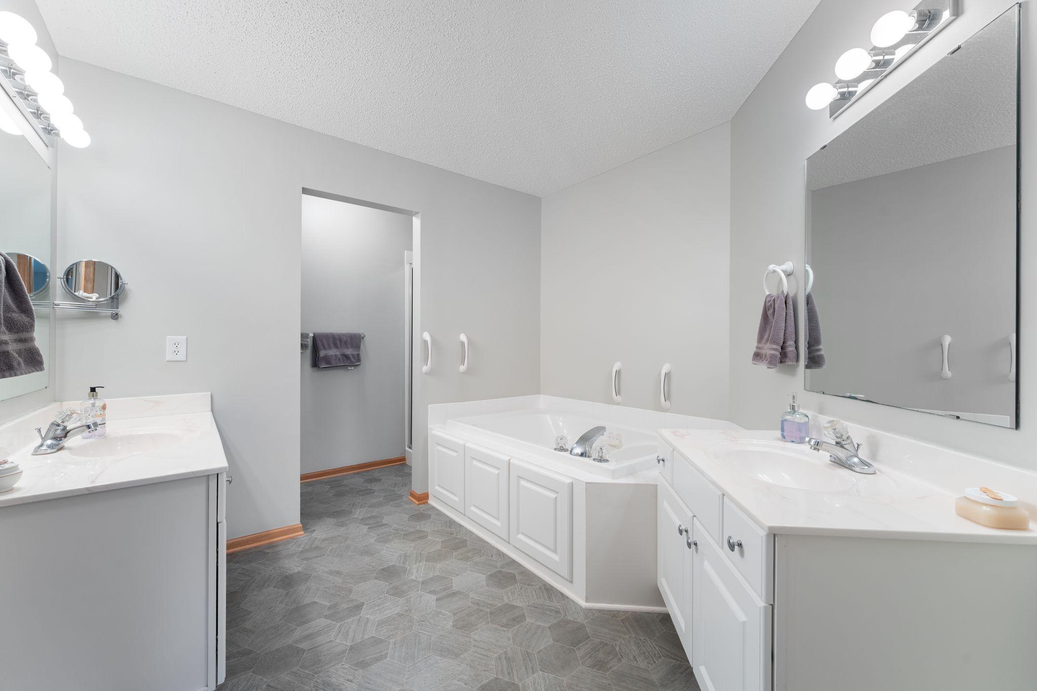 Separate tub and shower.