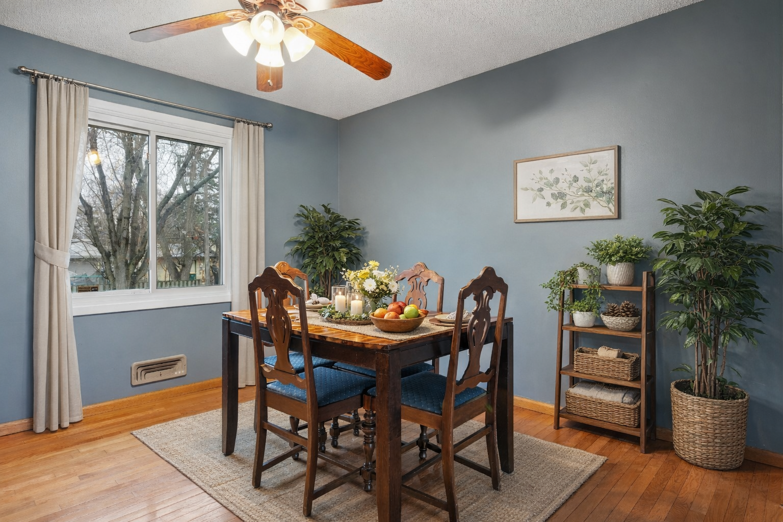Spacious dining room with natural light
