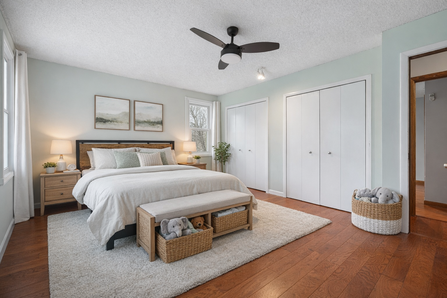 Large Master with ample room for dressers and tables.