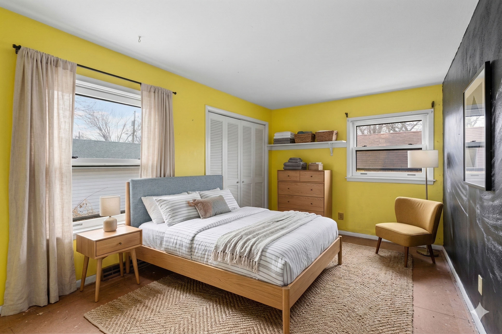 Main level: bedroom 1 (virtually staged)