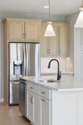 Large kitchen sink and french door refrigerator plus undercabinet lighting (photo of actual listing).
