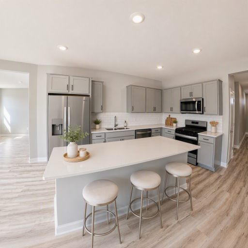 This home will have grey cabinets like you see in this photo. Photo of model home, colors and finishes vary.