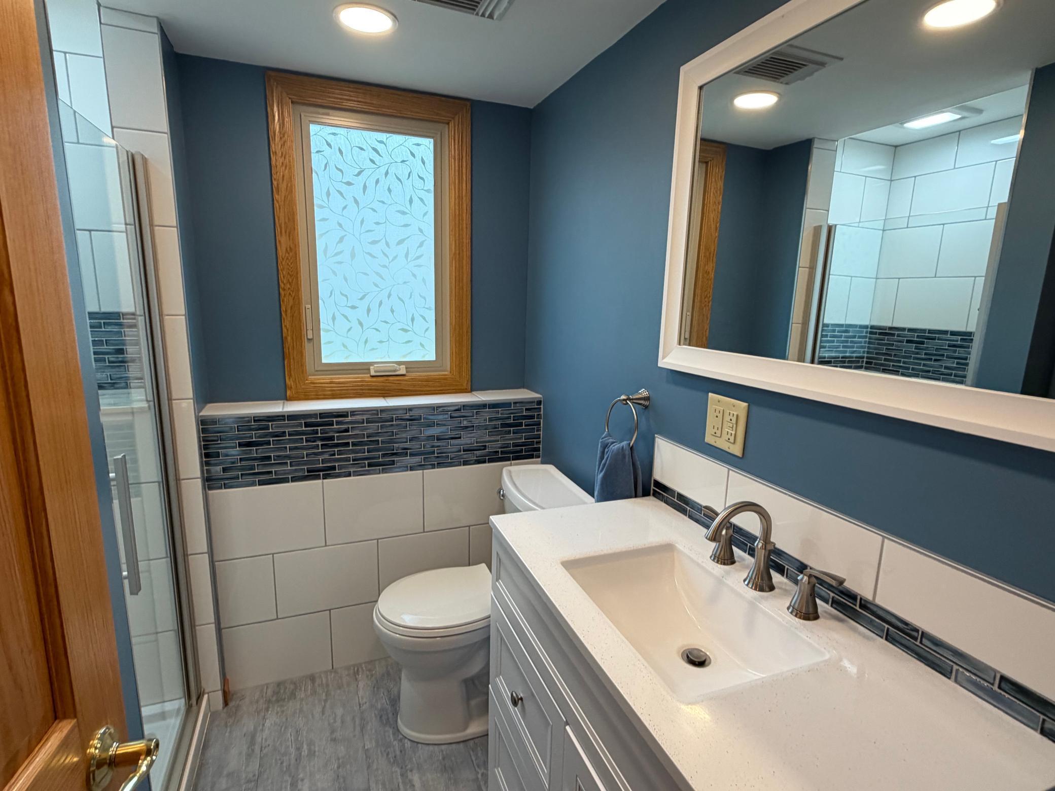 Remodeled lower level tile bath