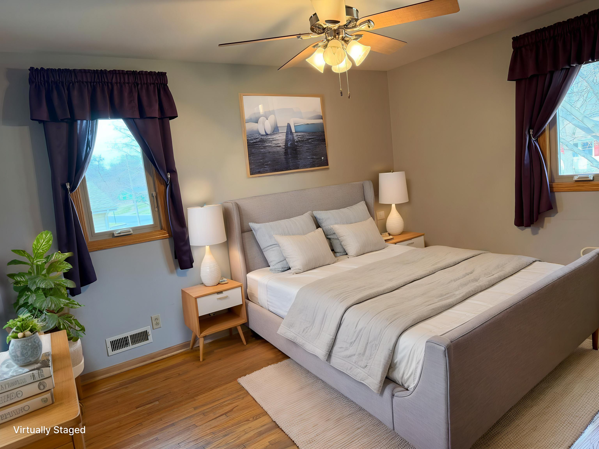 Virtually staged Bedroom