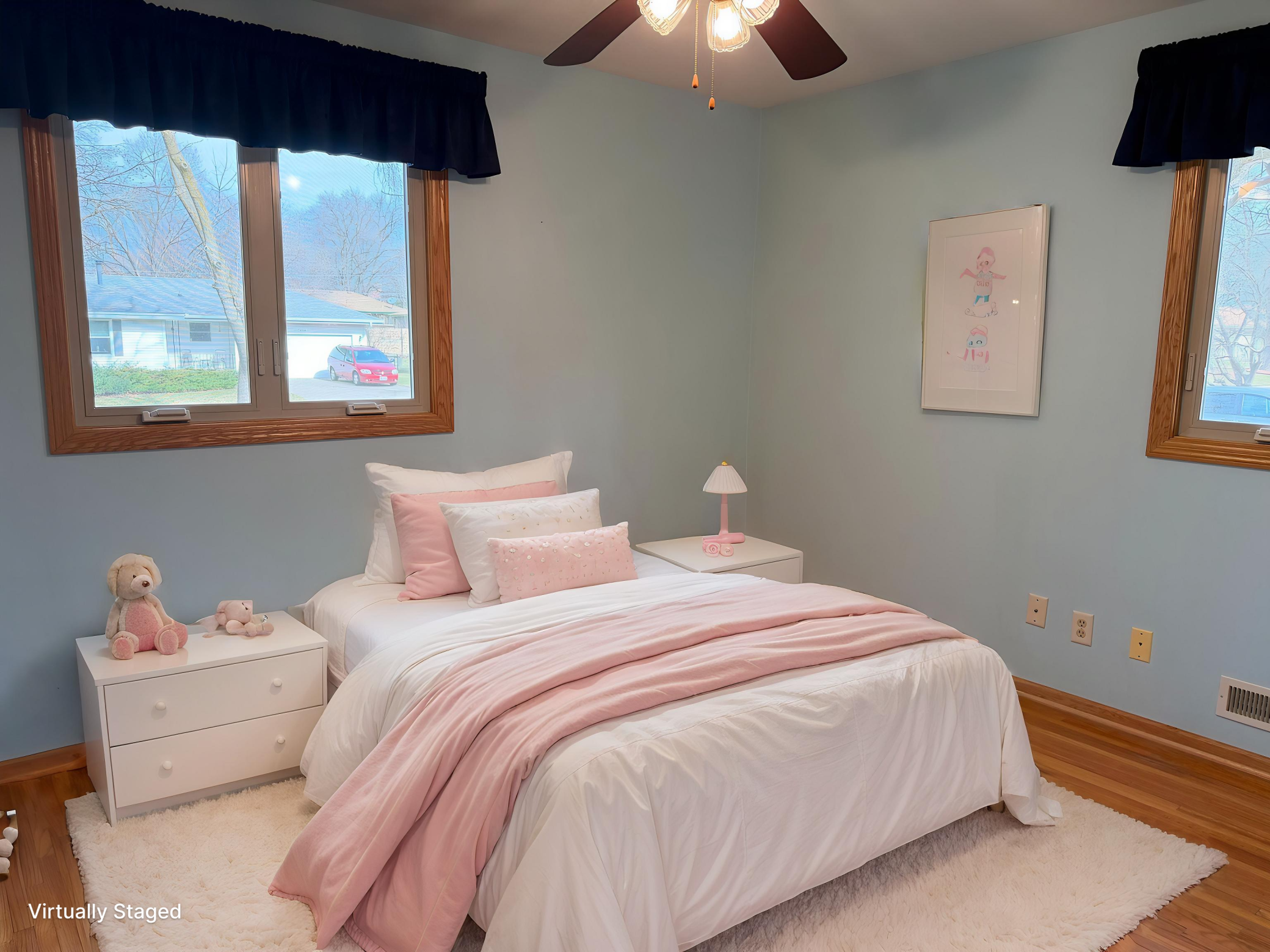 Virtually staged Bedroom