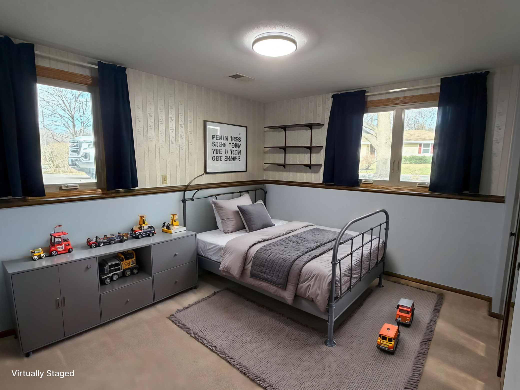 Virtually staged 3rd bedroom