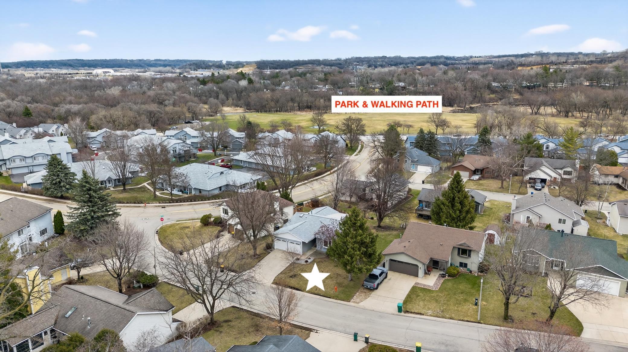 Aerial view of home & park