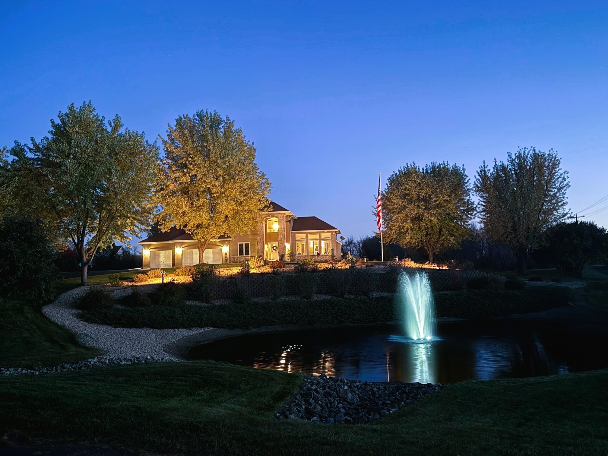 pond with foundation lights