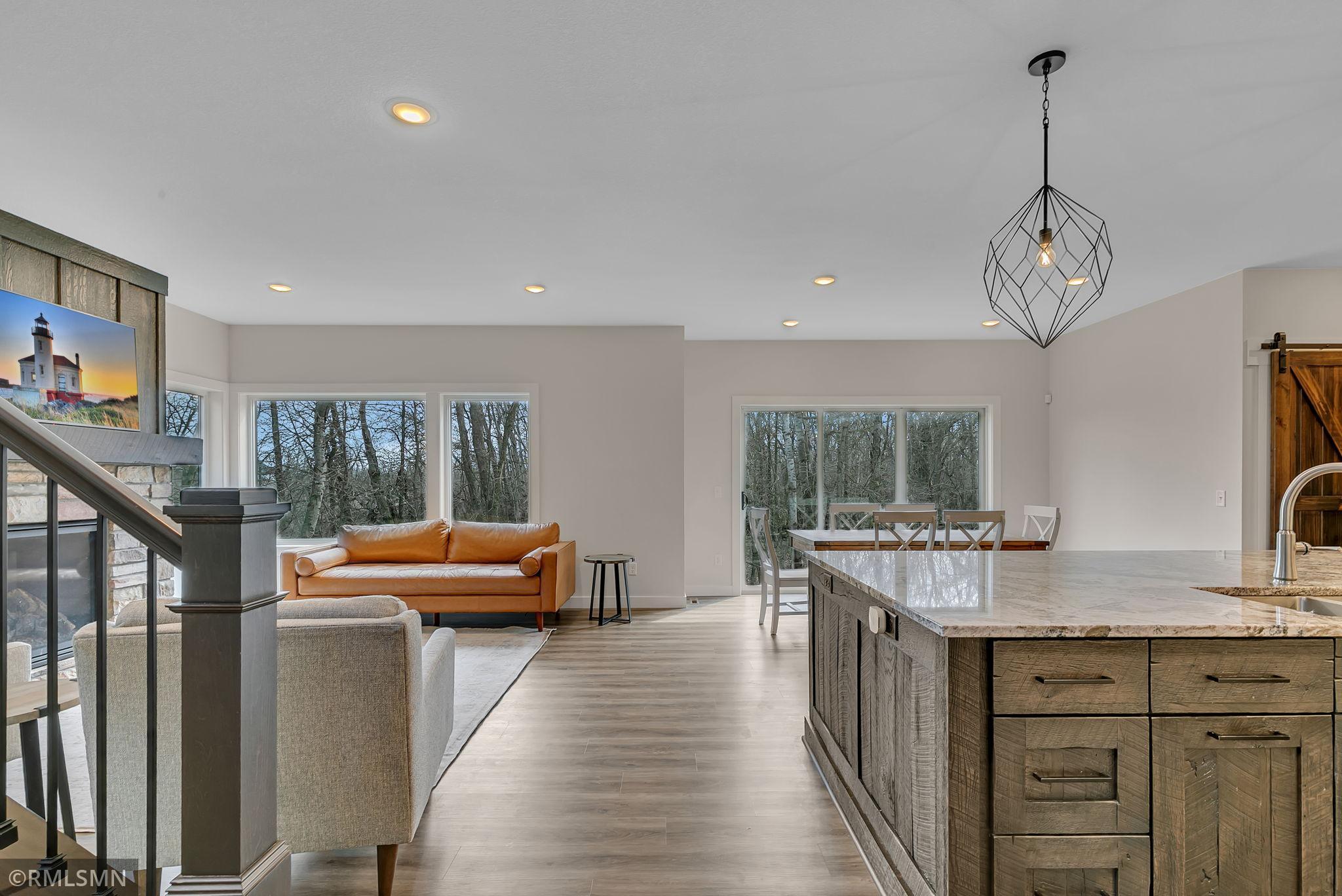 The large windows give abundant natural light