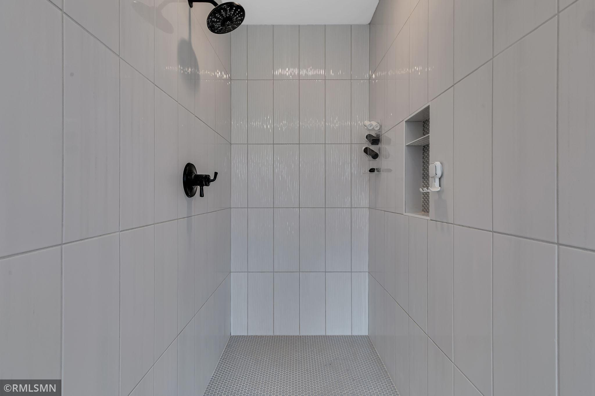 Walk-in custom tile shower