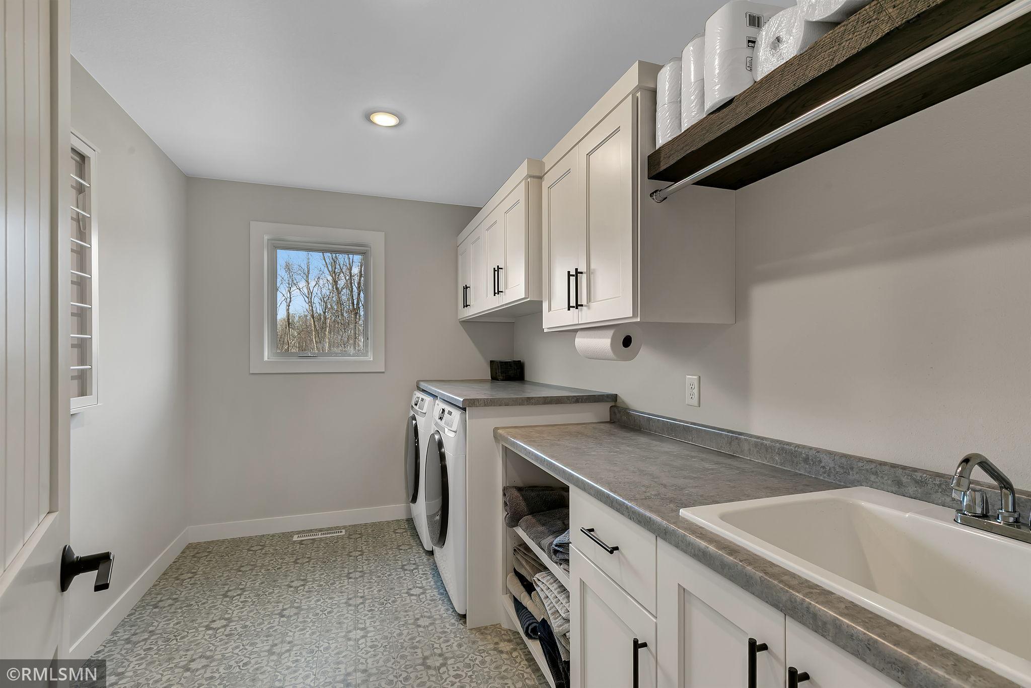 Convenient upper level laundry