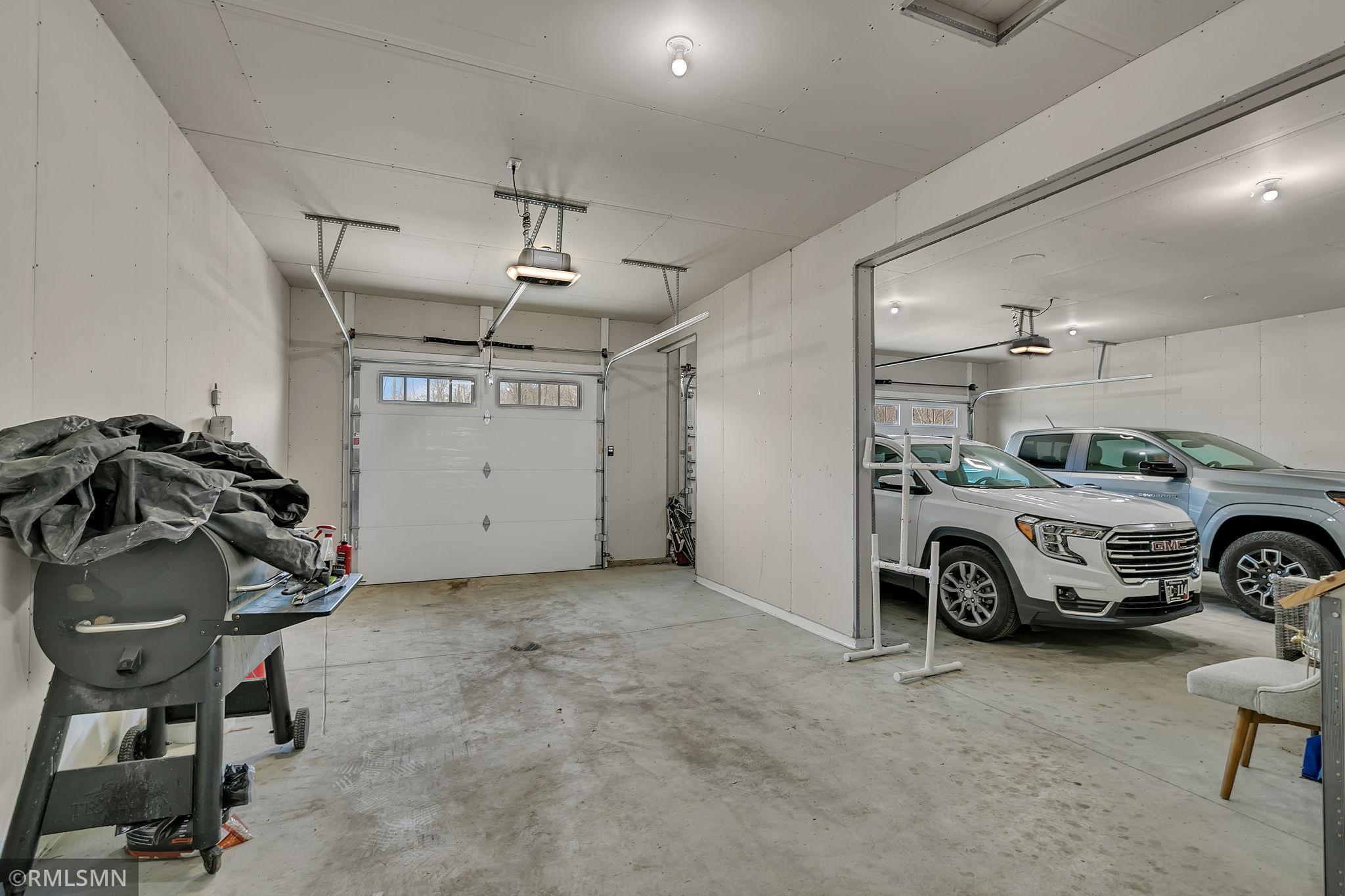 4 stall garage with floor drains