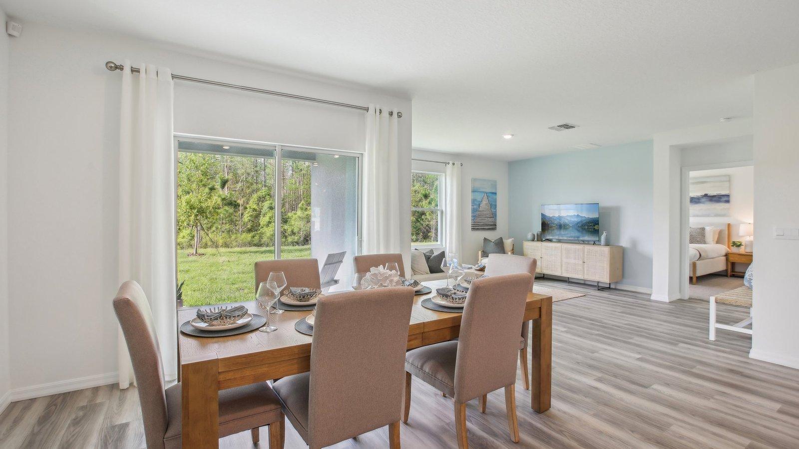 Spacious and sunny dining space.