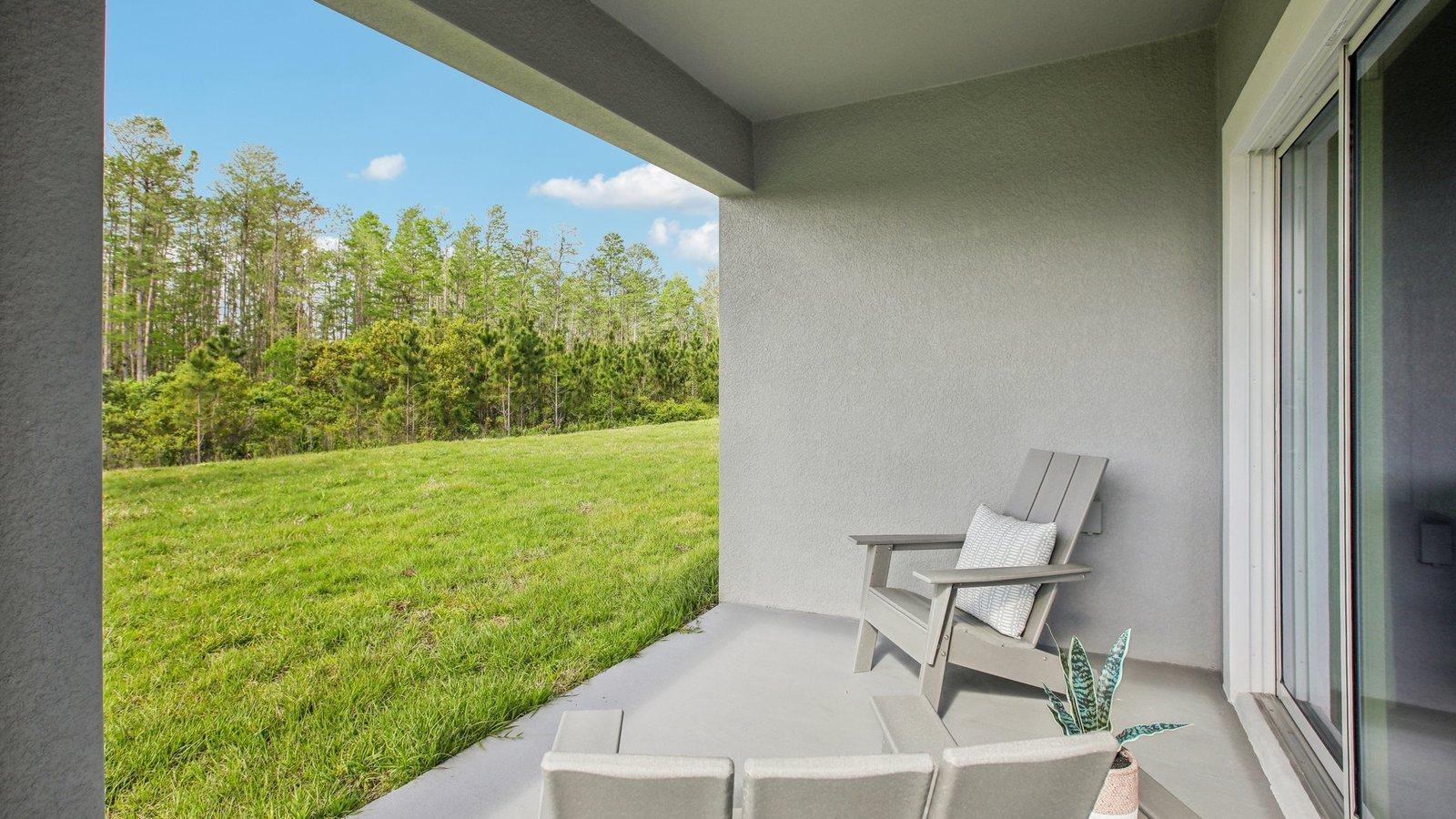 Actual home has a walkout basement, which will make this space into a covered deck. The perfect place to relax outdoors.