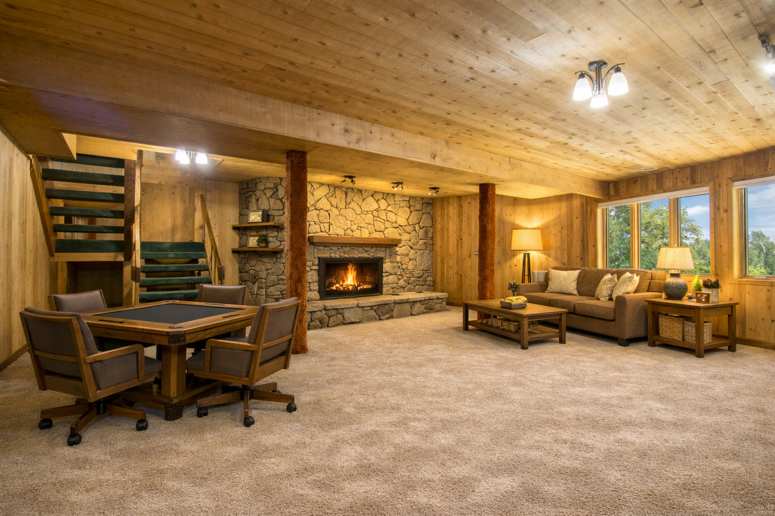 Lower level family room is central in the spacious 1,973 sq ft with walkouts to the backyard. Fireplace is 2 sided also serving to the amusement room.. Plenty of space to add additional Bedroom(s), if desired. Virtually staged w/carpet color change