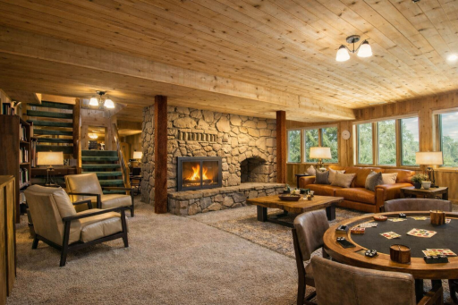 Family Room in the walkout lower level-. This photo is VIRTUALLY STAGED with neutral caret to depict what the home would look like with furniture in place and neutral carpet/flooring change.