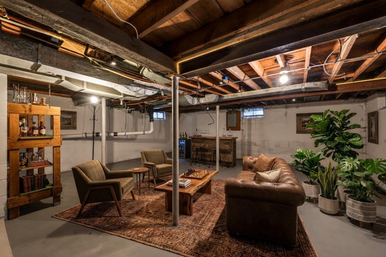 basement virtually staged
