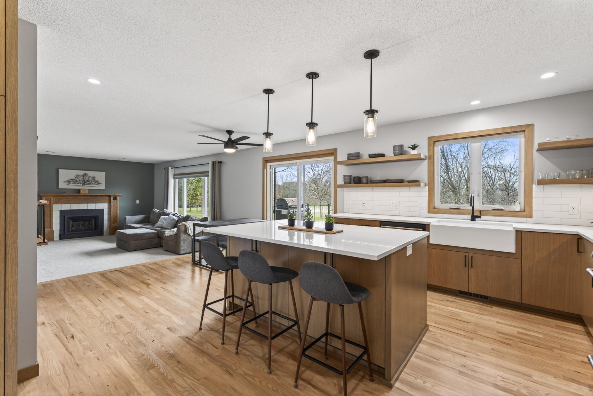 New center island makes for a great gathering space.