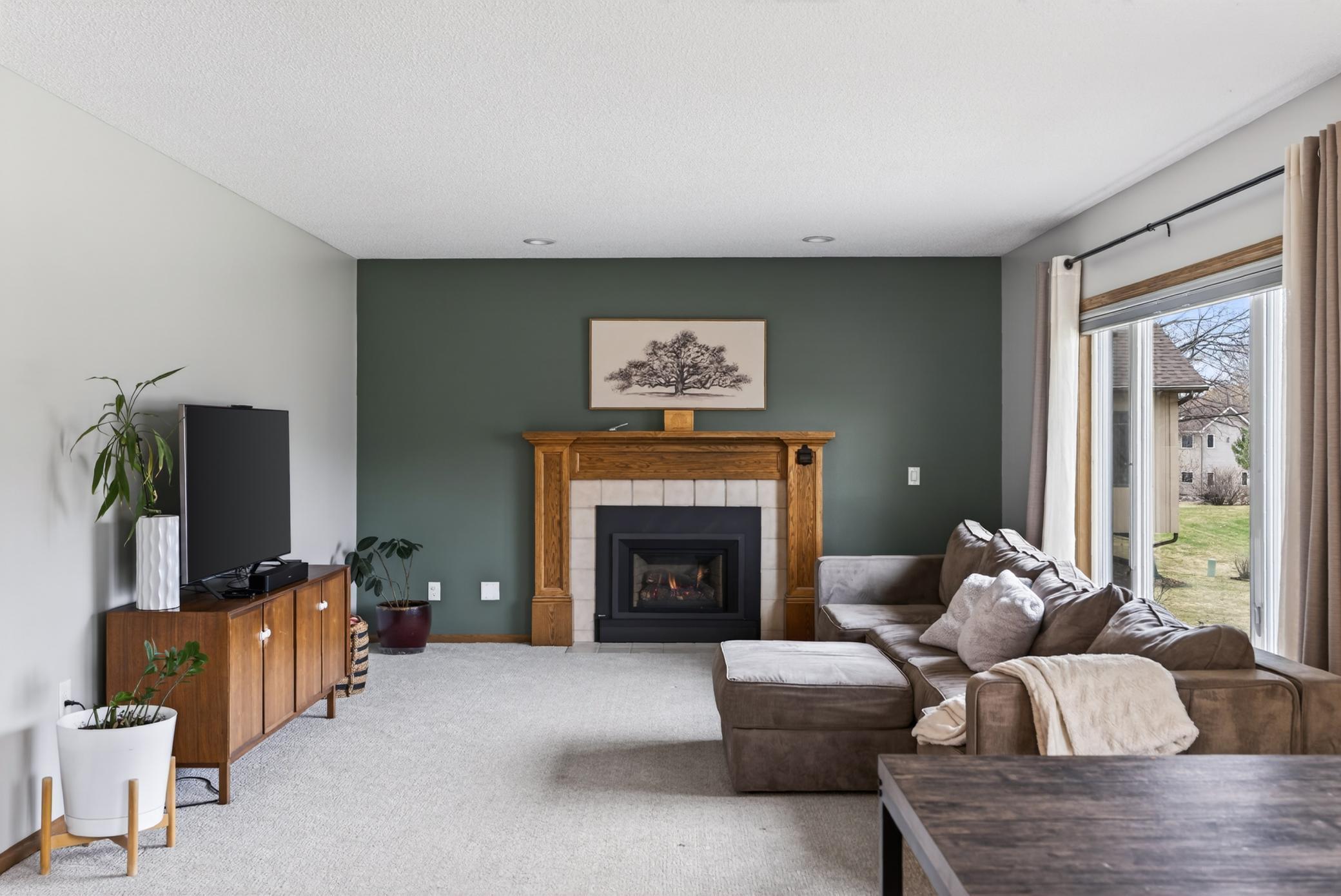 Family room with gas fireplace to keep you warm on chilly nights.