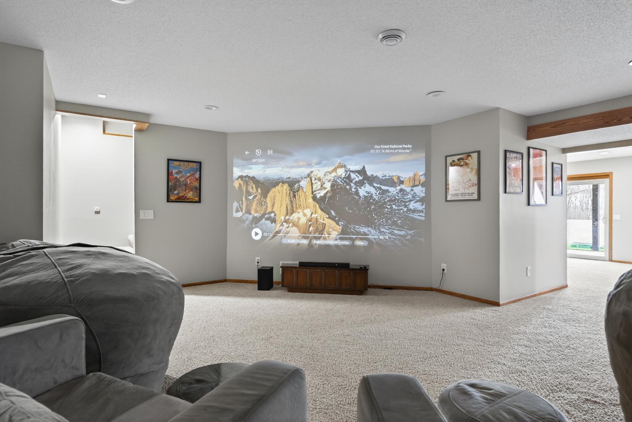 Newly renovated projector room makes for a great movie night!