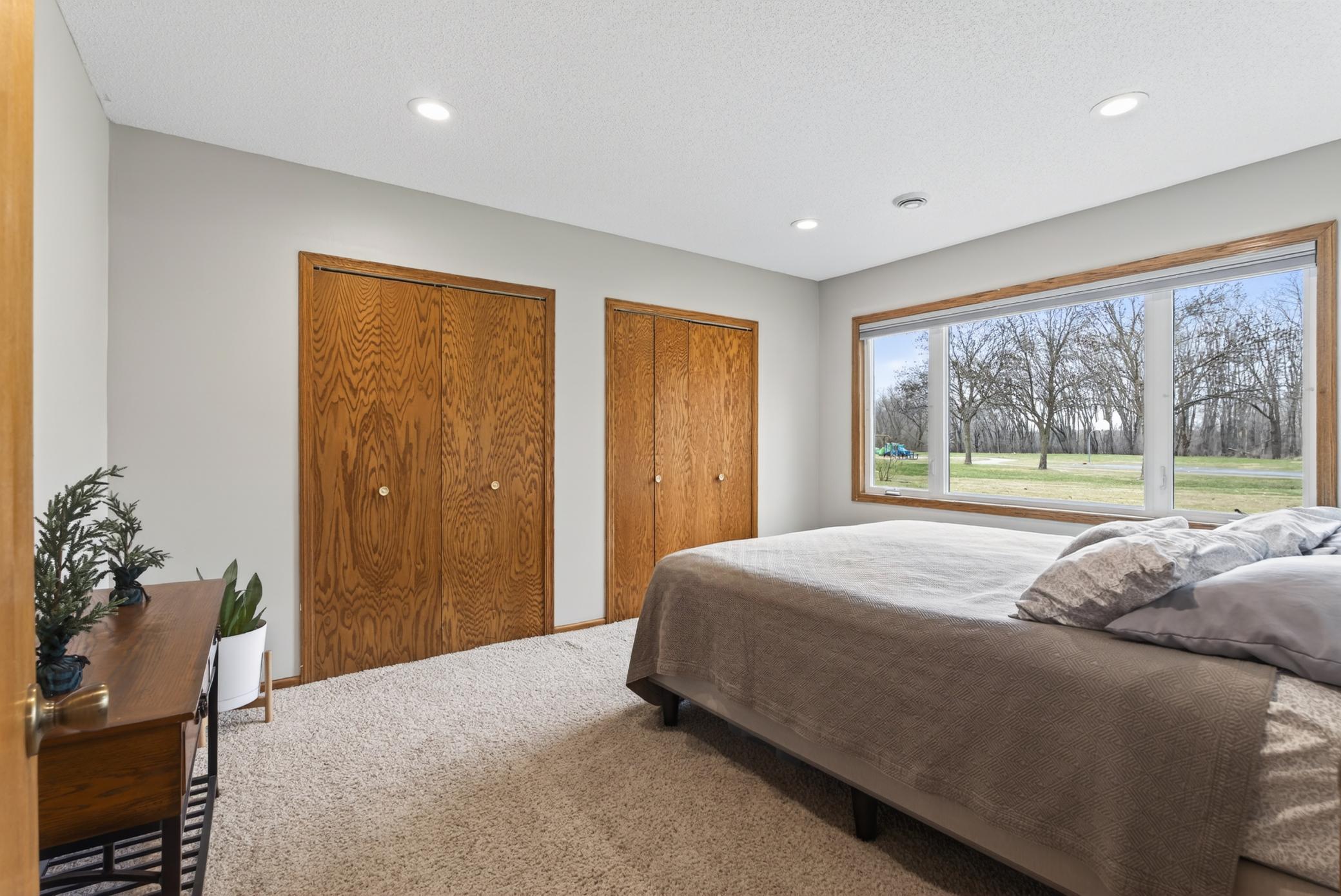 Basement bedroom is also nice and bright and has double closets.