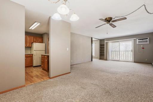 View from the dining area into the living room.