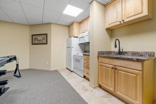 Flex Room features 2nd Kitchen that offers maple cabinetry, refrigerator, electric range and microwave