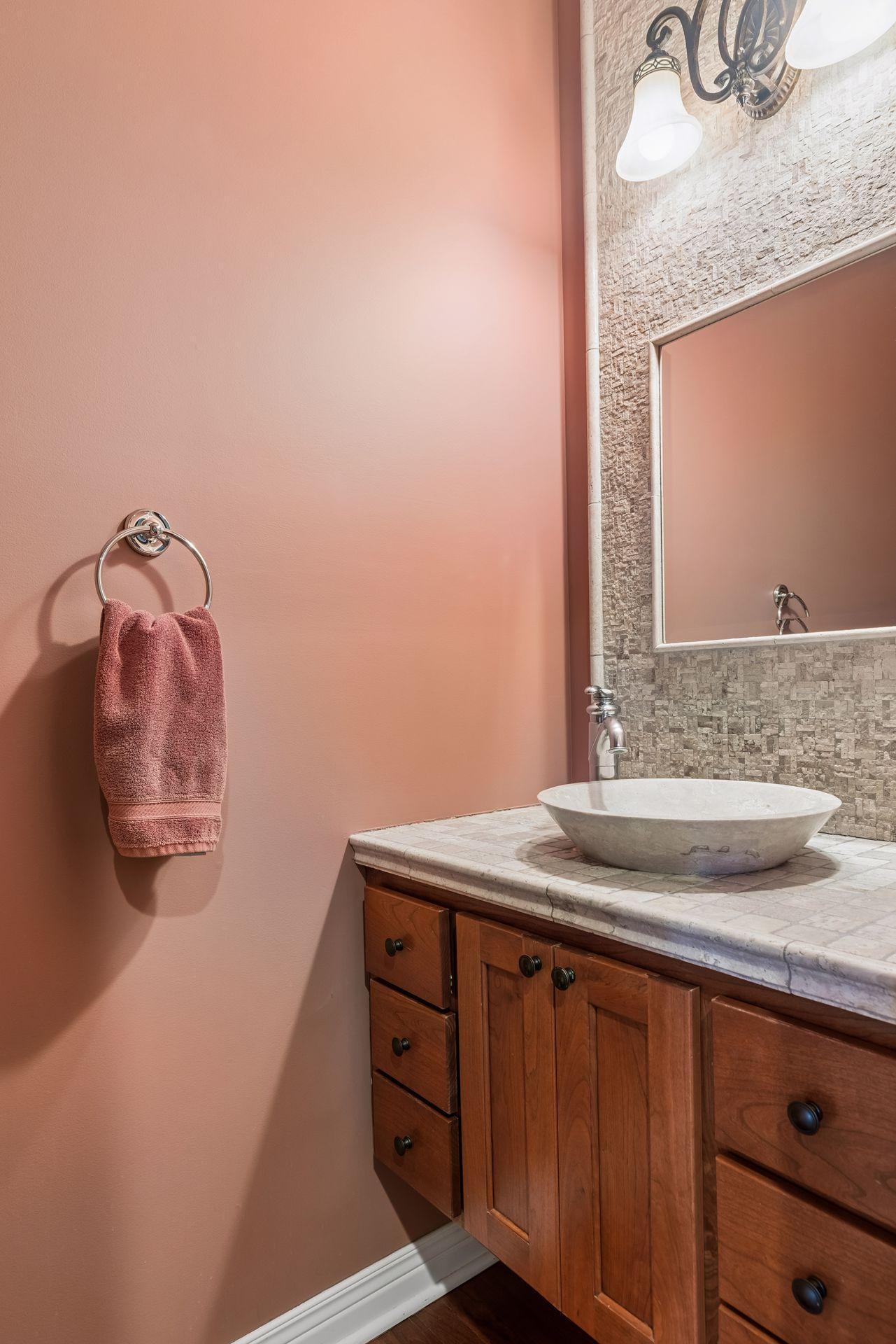 Convenient powder room just off the kitchen.
