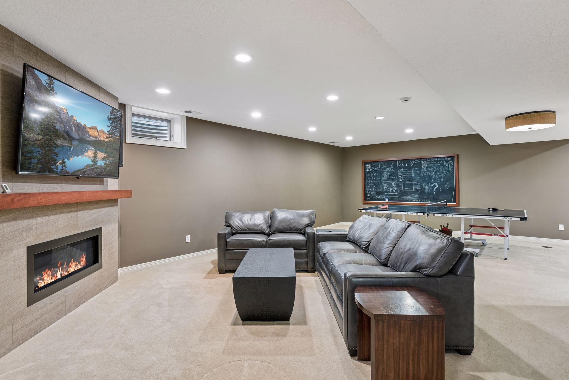 Cozy gas fireplace adds warmth and ambience.