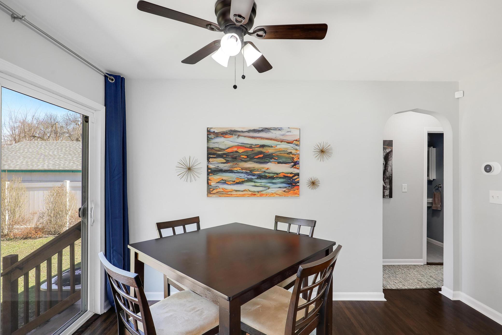 Dining area and view into the hallway for the main bedrooms and full bath.