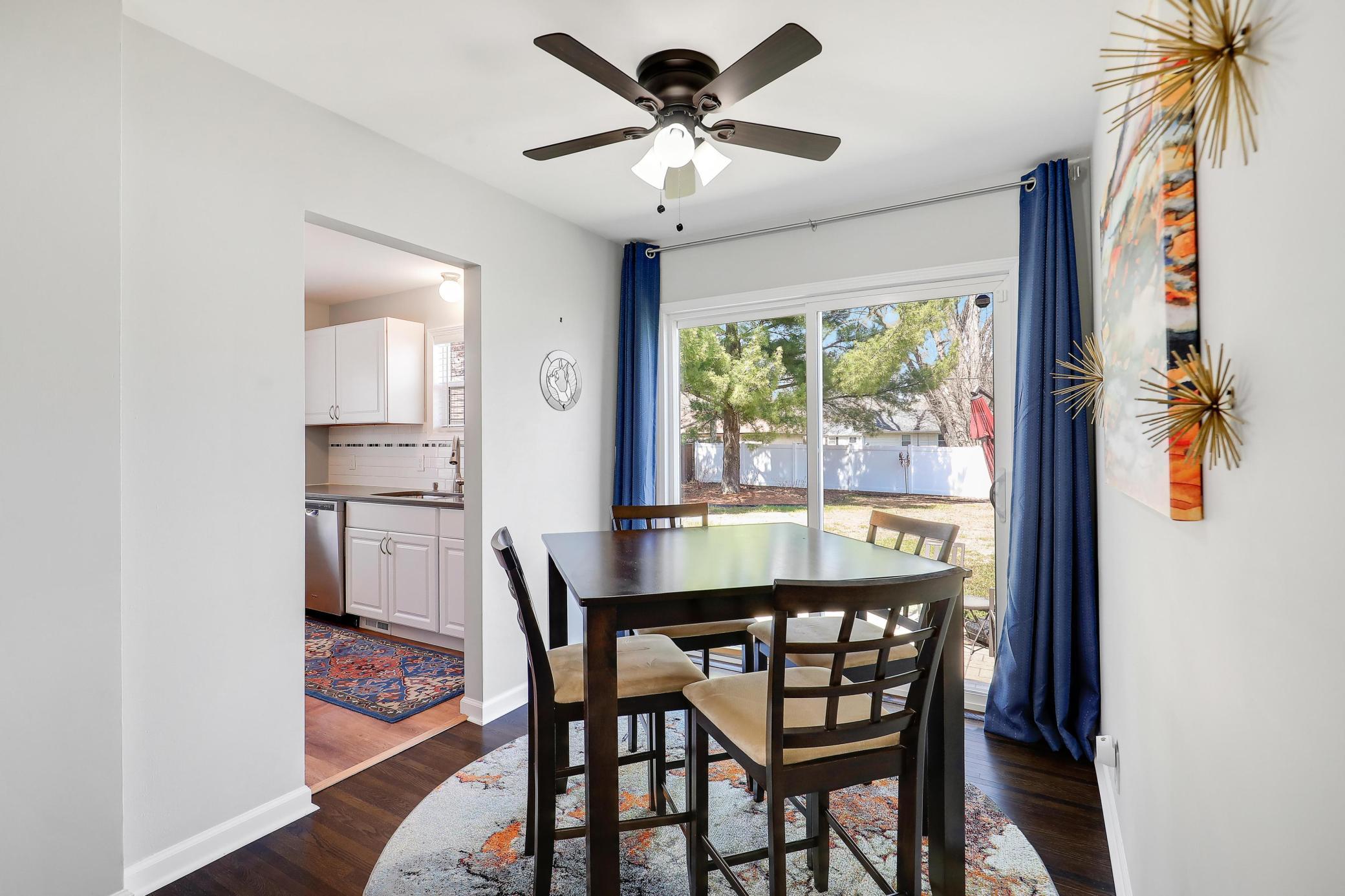 Dining area just off the kitchen and steps to your backyard paver patio.